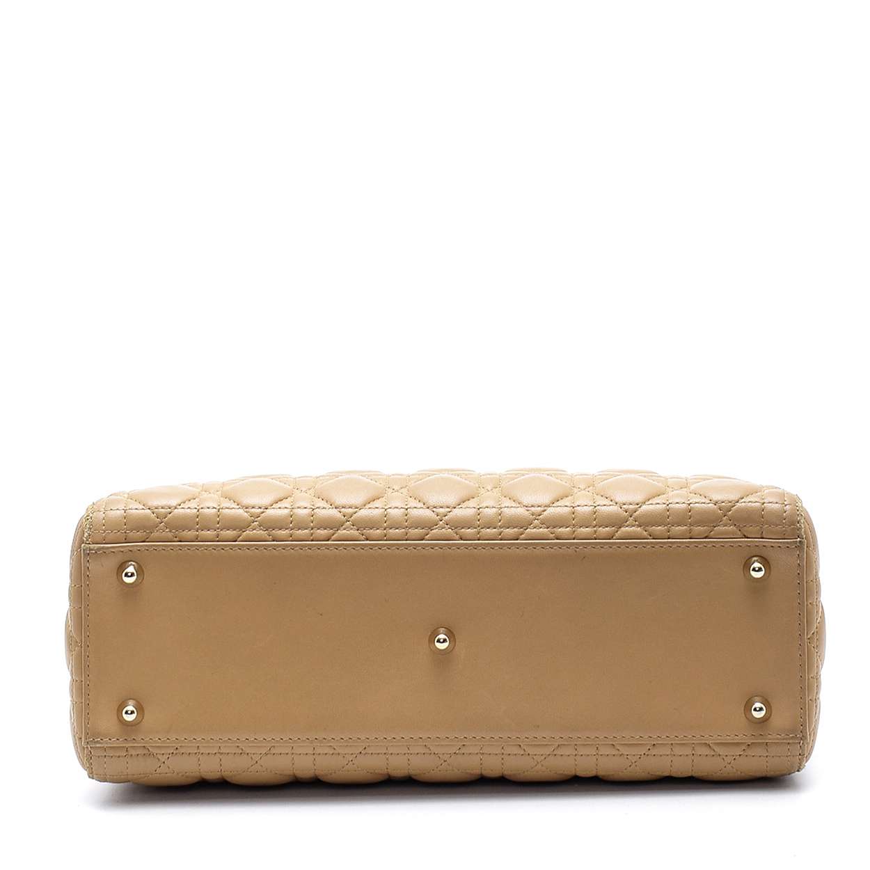 Christian Dior - Beige Cannage Lambskin Leather Lady Dior Medium Bag